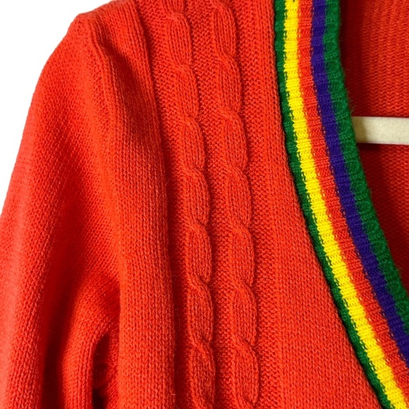 Vintage Starlight Trading Inc Rainbow Striped Button Cardigan 100% Acrylic Korea - Picture 3 of 14